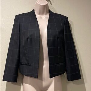 Hugo Boss Dark Blazer with Subtle Check Pattern